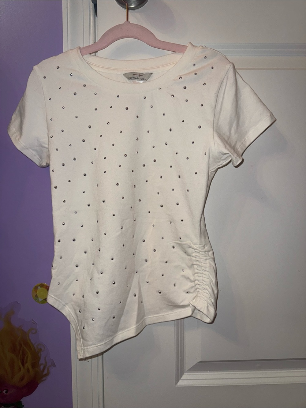 Habitual Cream Short-Sleeve Tee with Rhinestone Dots